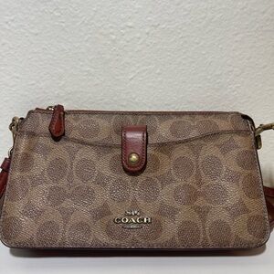 Vintage Coach Noa Pop-Up Monogram Small Leather Bag, Brown, 37458